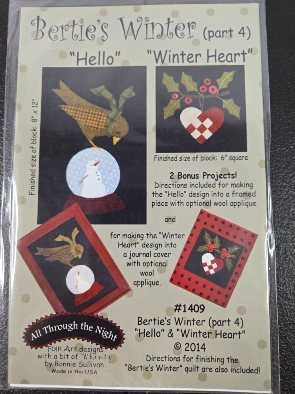 Bertie's Winter Flannel Block Quilted Pattern Pt 4 Hello & Winter Heart